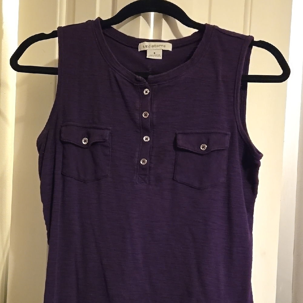 Liz Claiborne Purple Tank Top with Polo Collar